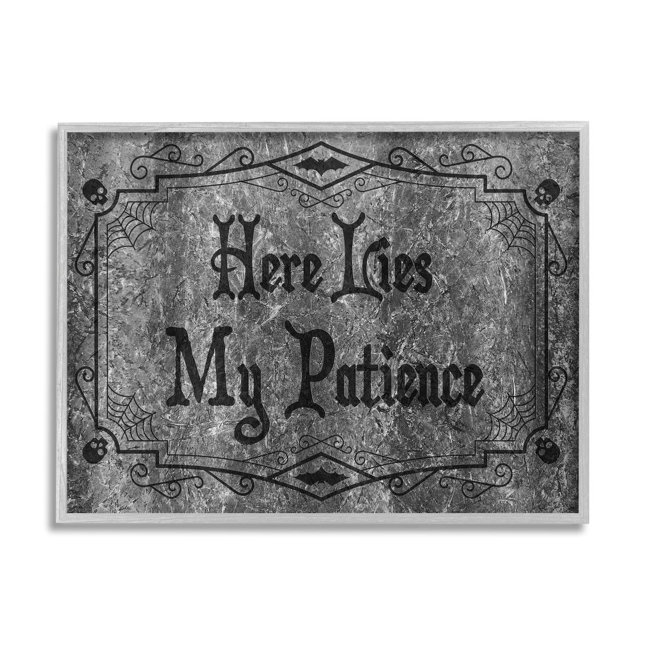 Stupell Industries Here Lies My Patience Tombstone Framed Giclee Art